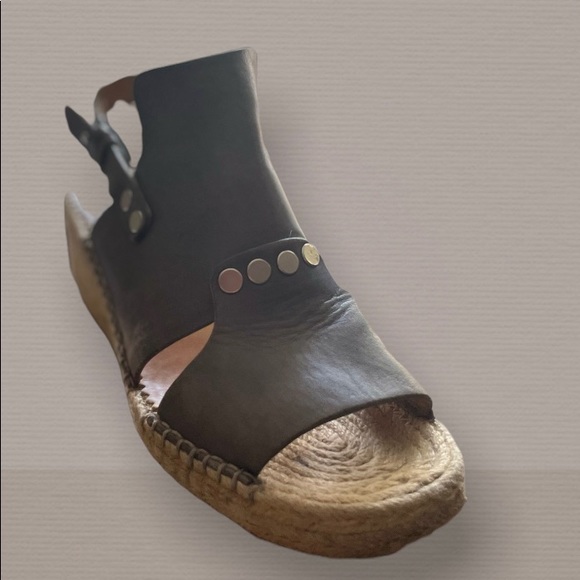 RAG & BONE Sayre Taupe Leather Slingback Peep Toe Espadrille// US 6 - Picture 3 of 8